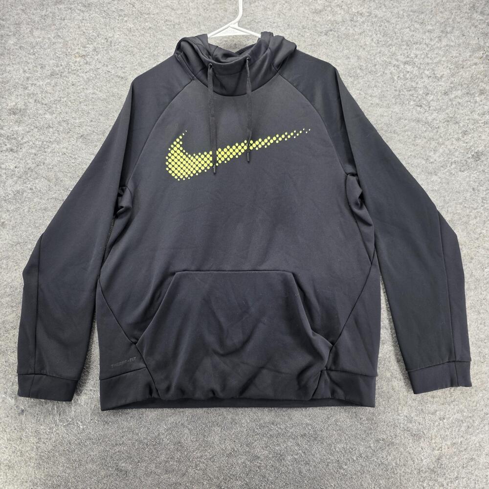 Nike Hoodie Mens L Black Pullover Hooded Lined Therma-FIT Fleece HO150408HAV